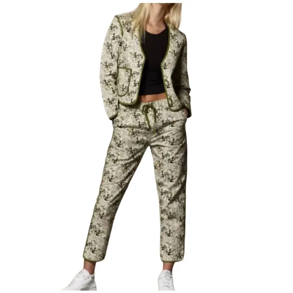 Disney Bambi Quilted Matching Set XS Woodland Print Flower Thumper‎ Green